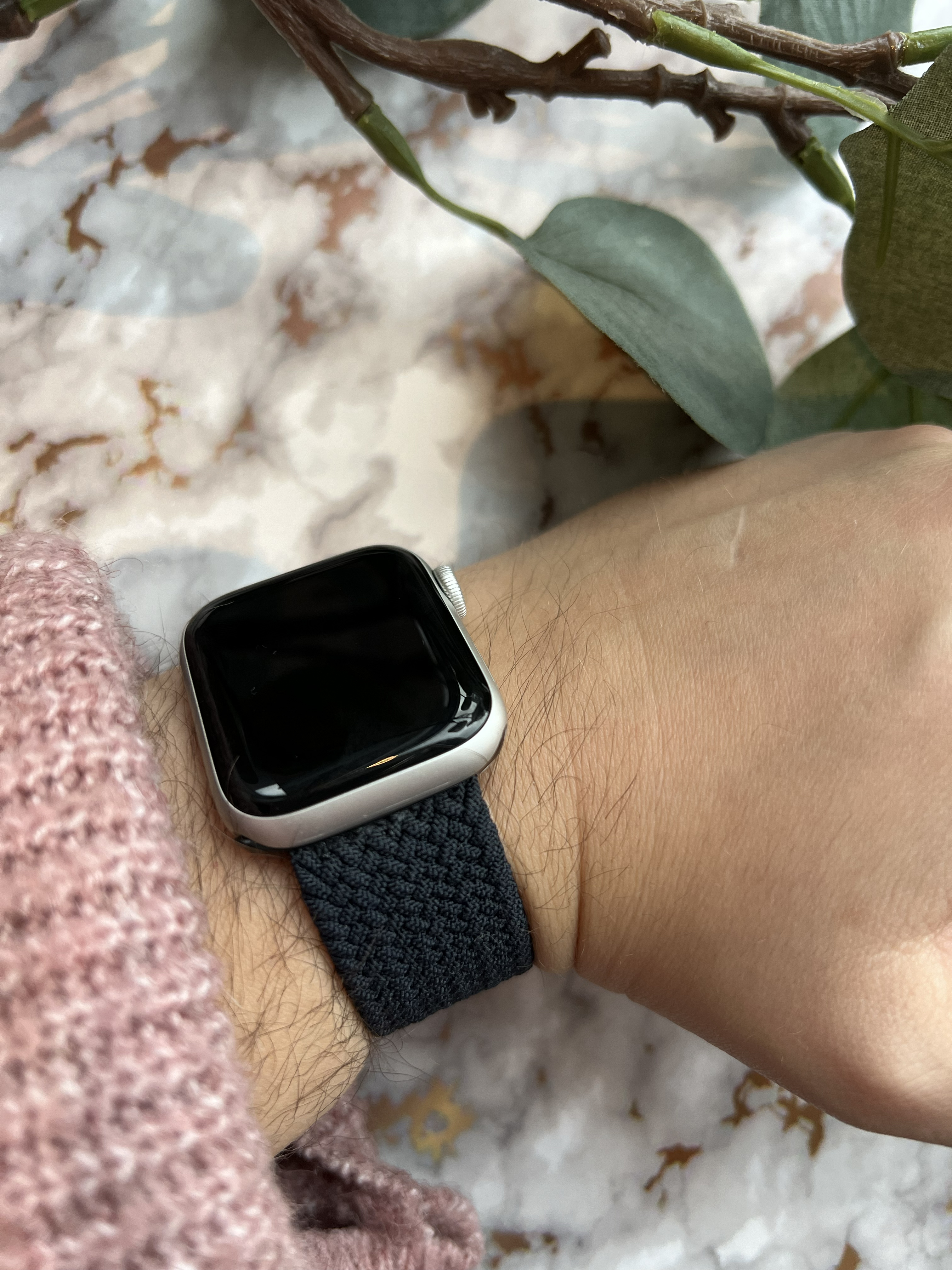Bracelet nylon Boucle unique tressé Apple Watch - charbon
