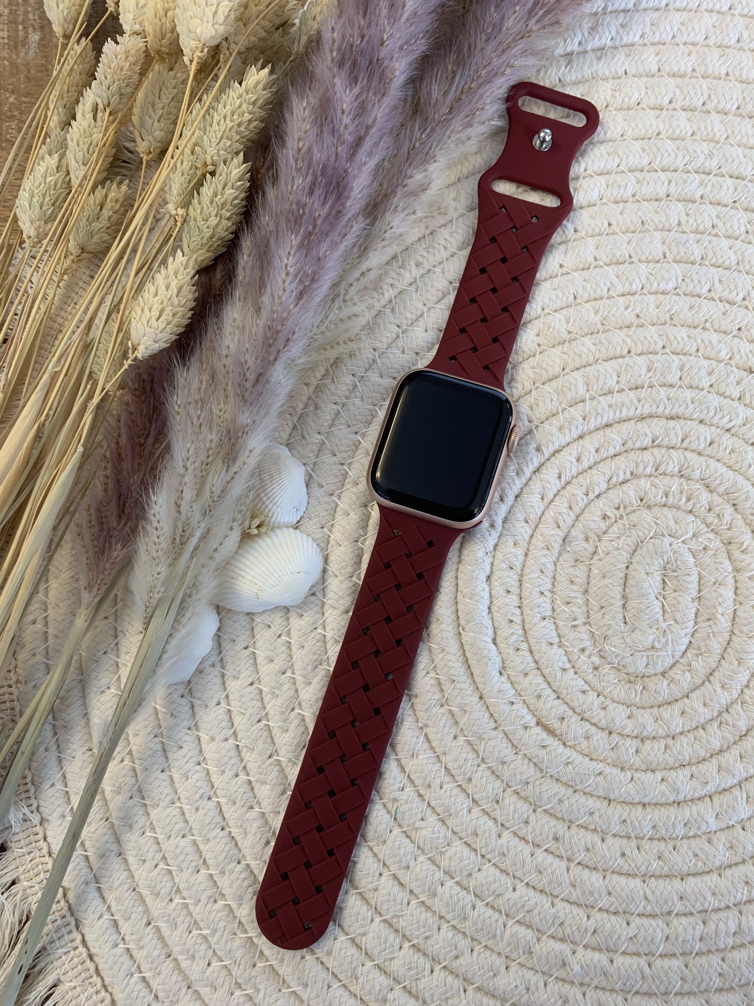 Bracelet sport tressé Apple Watch - rouge vin