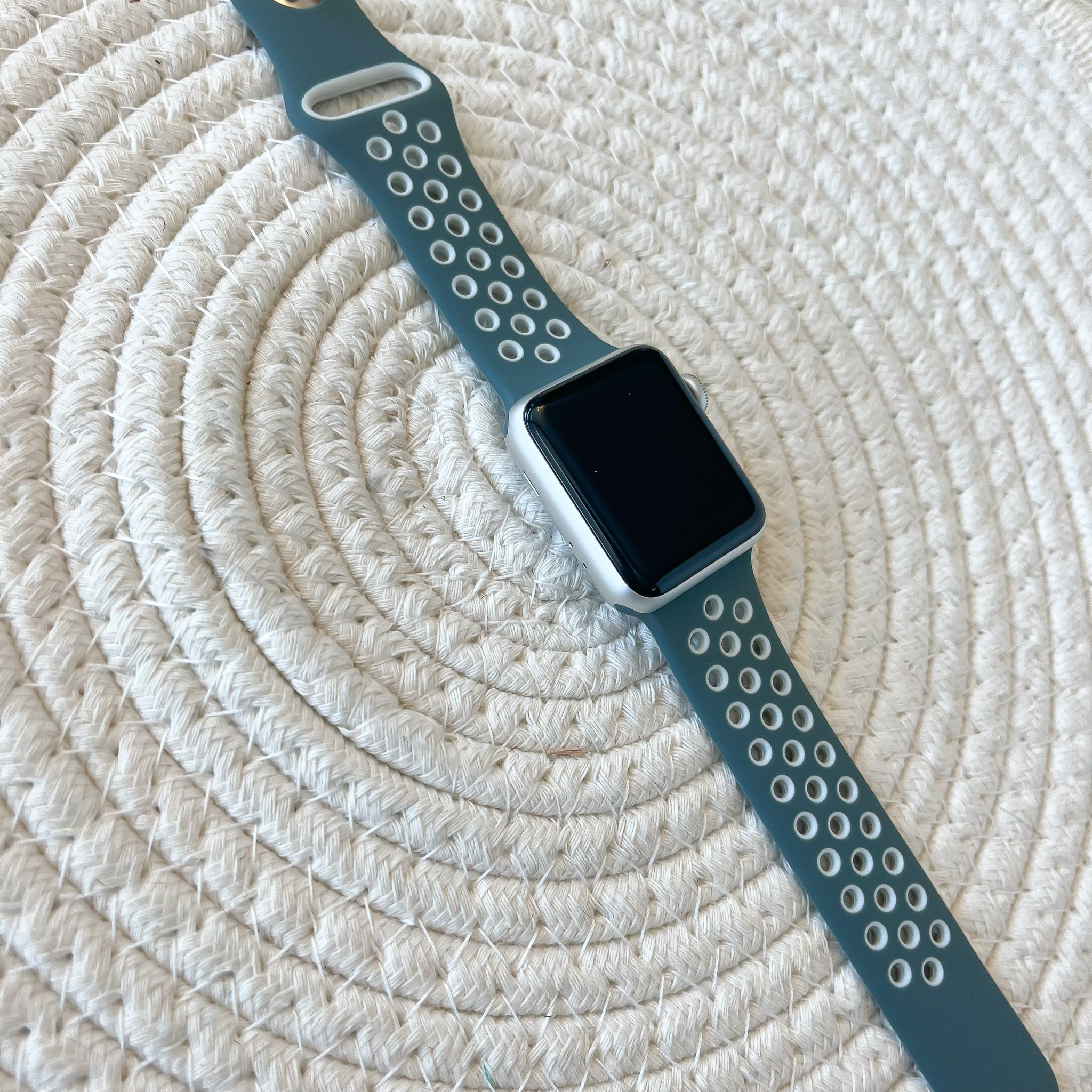 Bracelet sport double Apple Watch - hasta argent clair