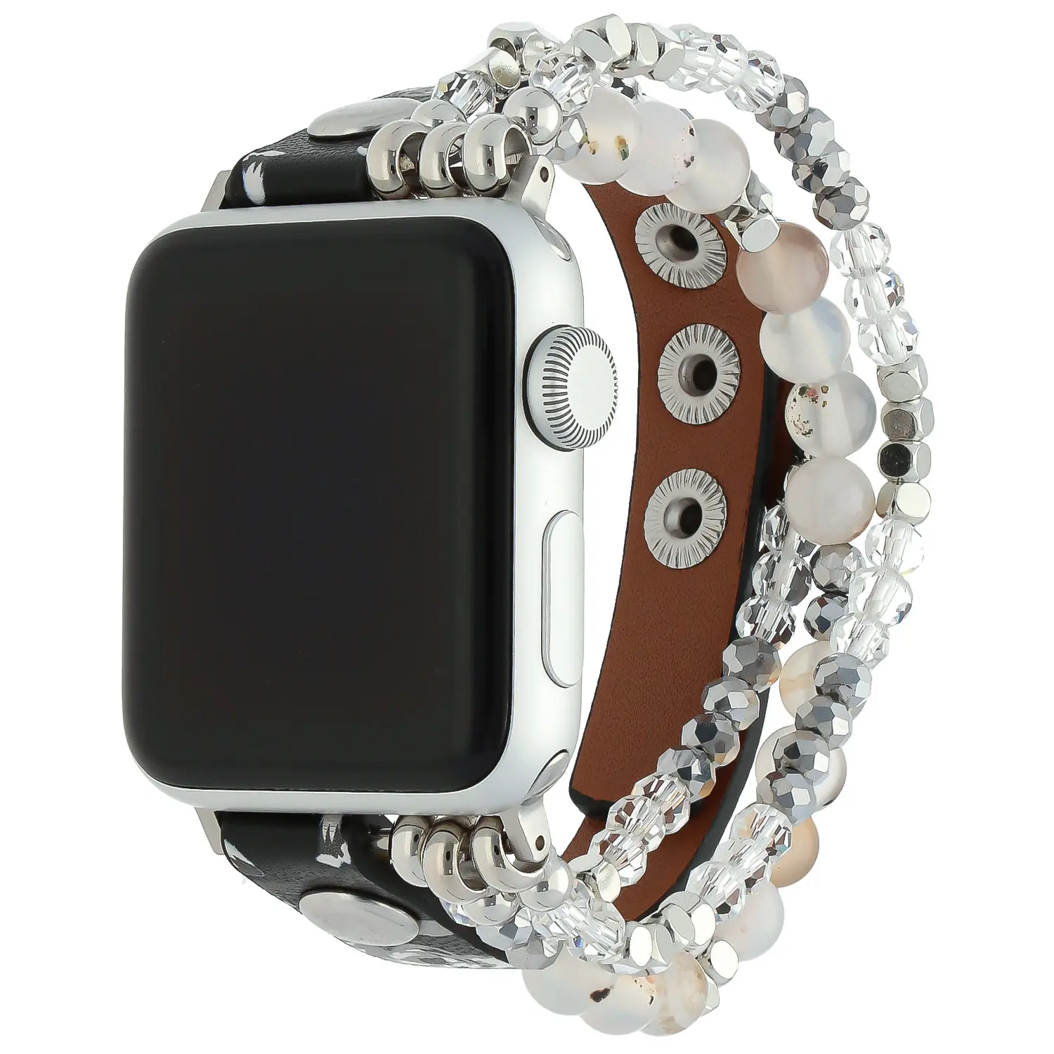 Bracelet cuir discount noir apple watch