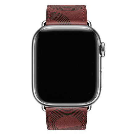 Bracelet en cuir simple tour Apple Watch - rouge noir