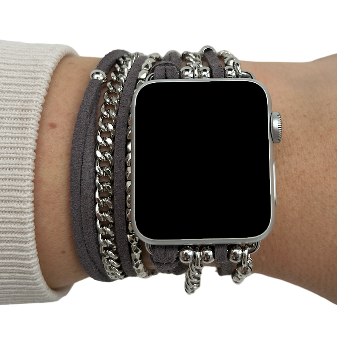 Bracelet à bijoux Apple Watch – Nancy gris argent
