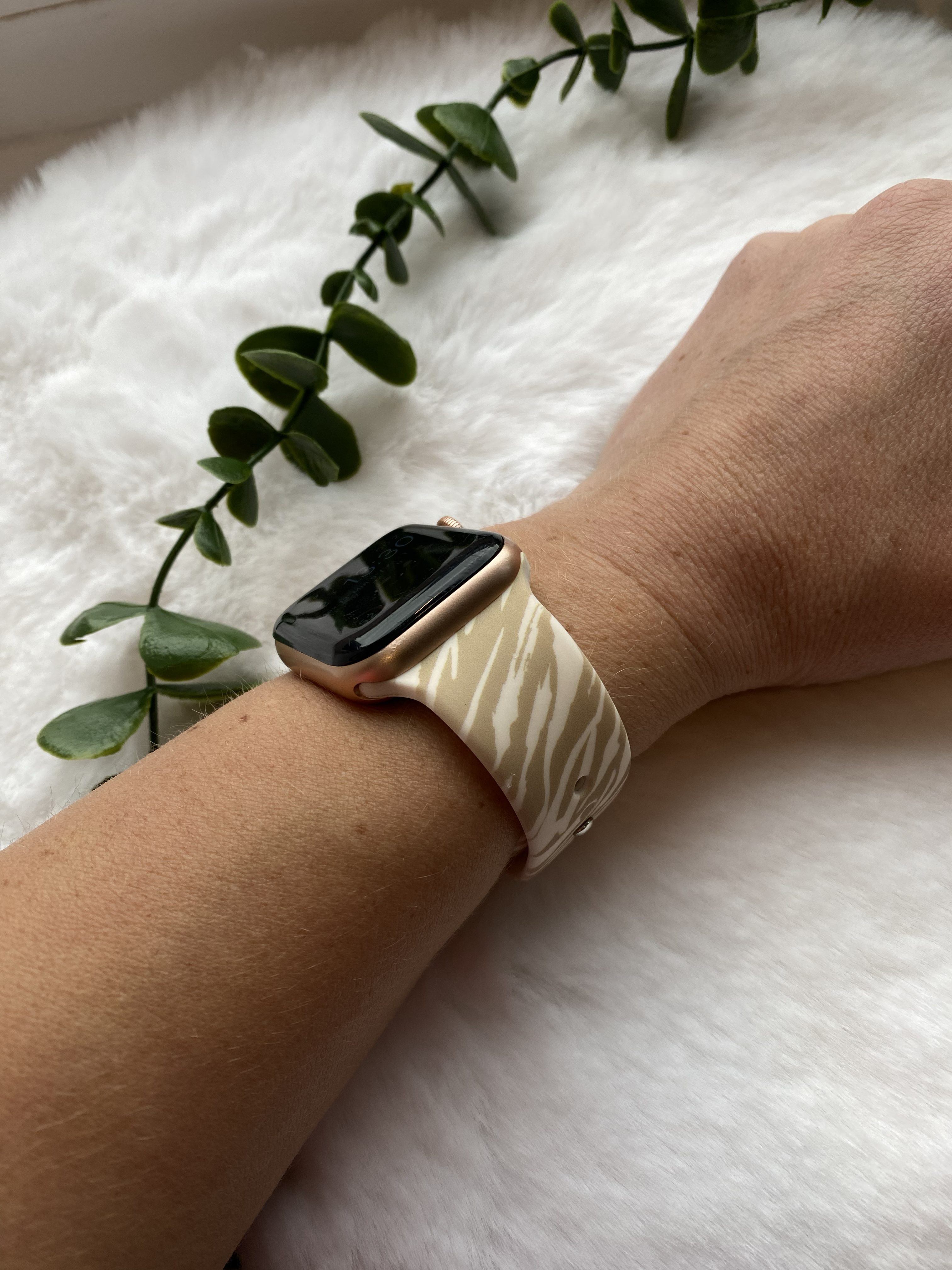 Bracelet sport imprimé Apple Watch - beige zébré