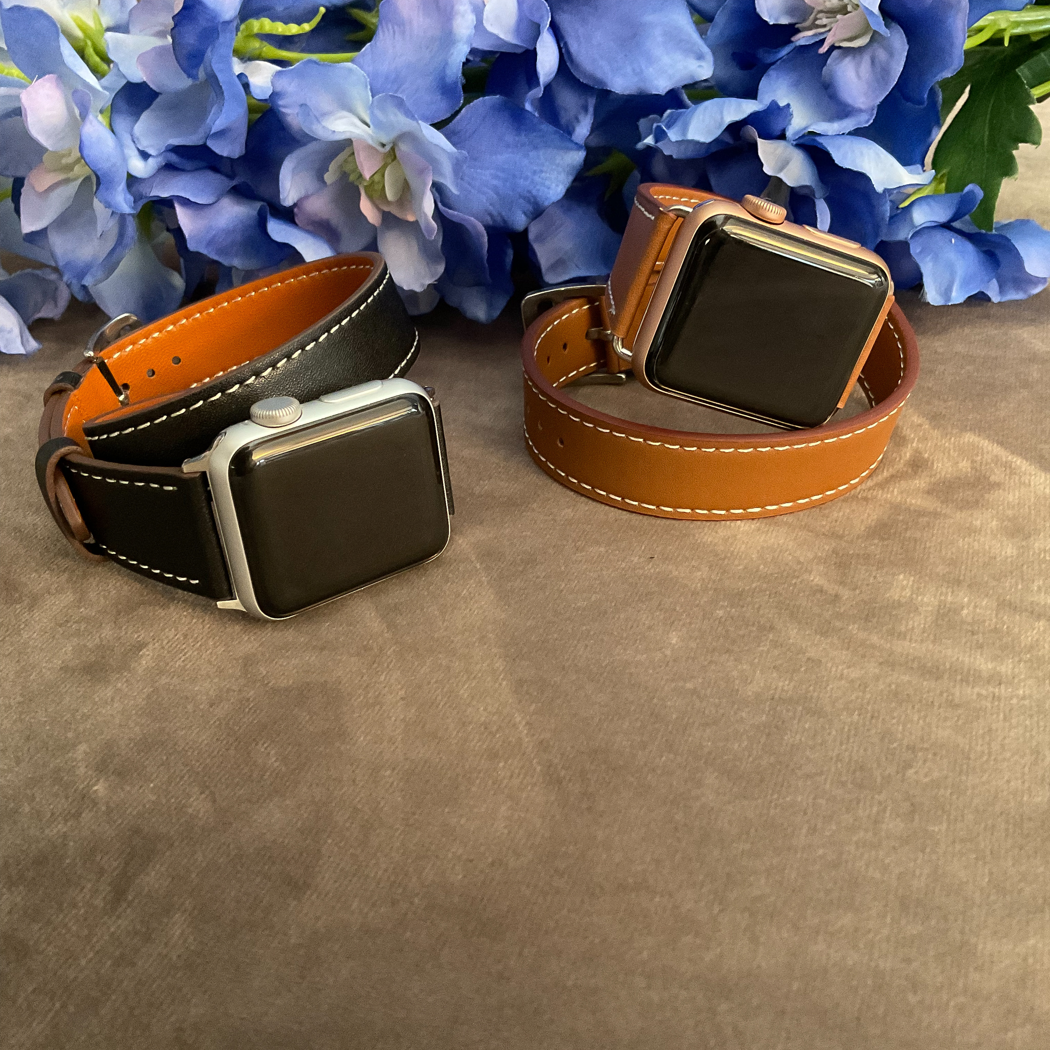 Bracelet en cuir ceinture longue Apple Watch - marron