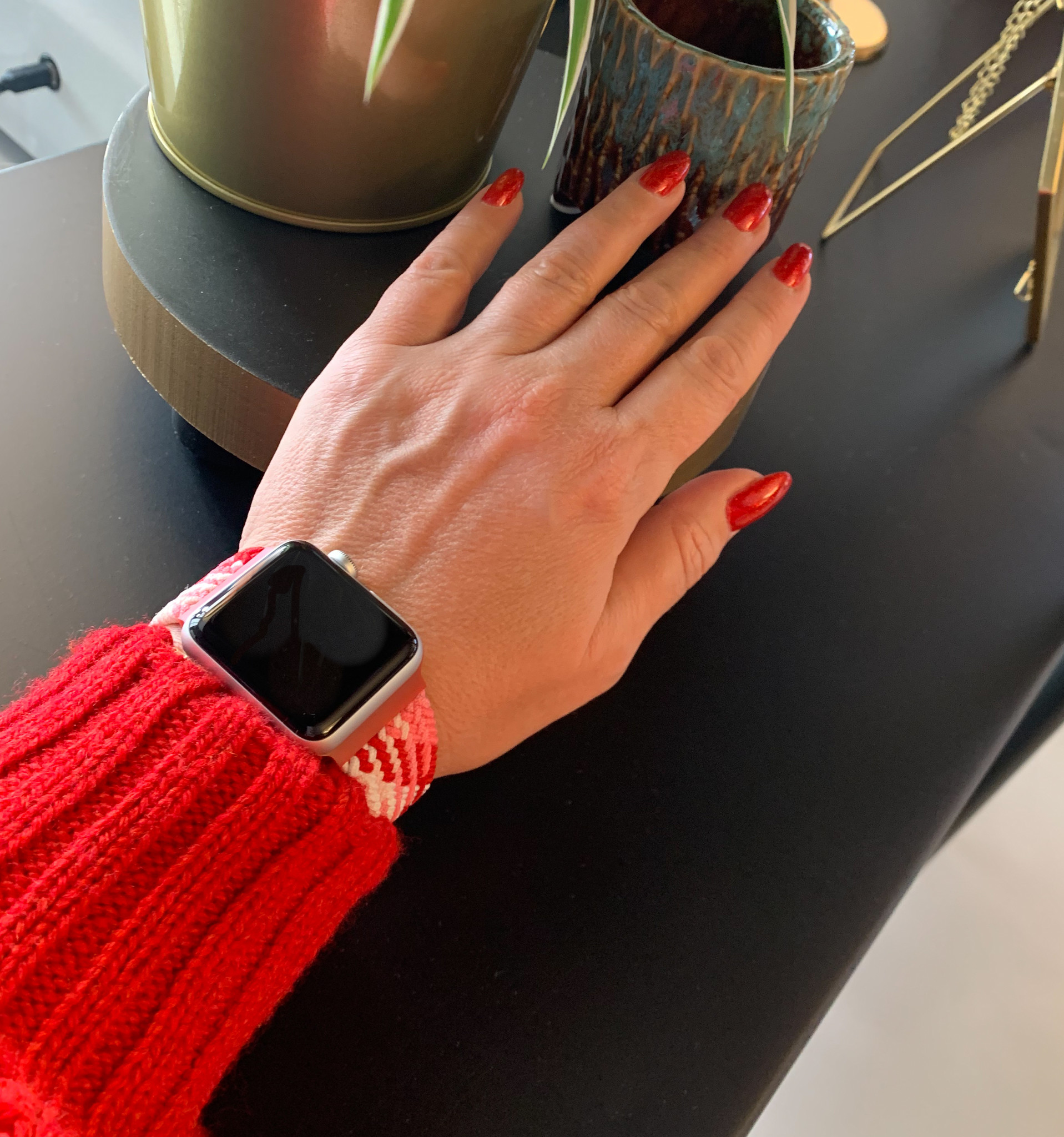 Bracelet nylon Boucle unique tressé Apple Watch - fraise