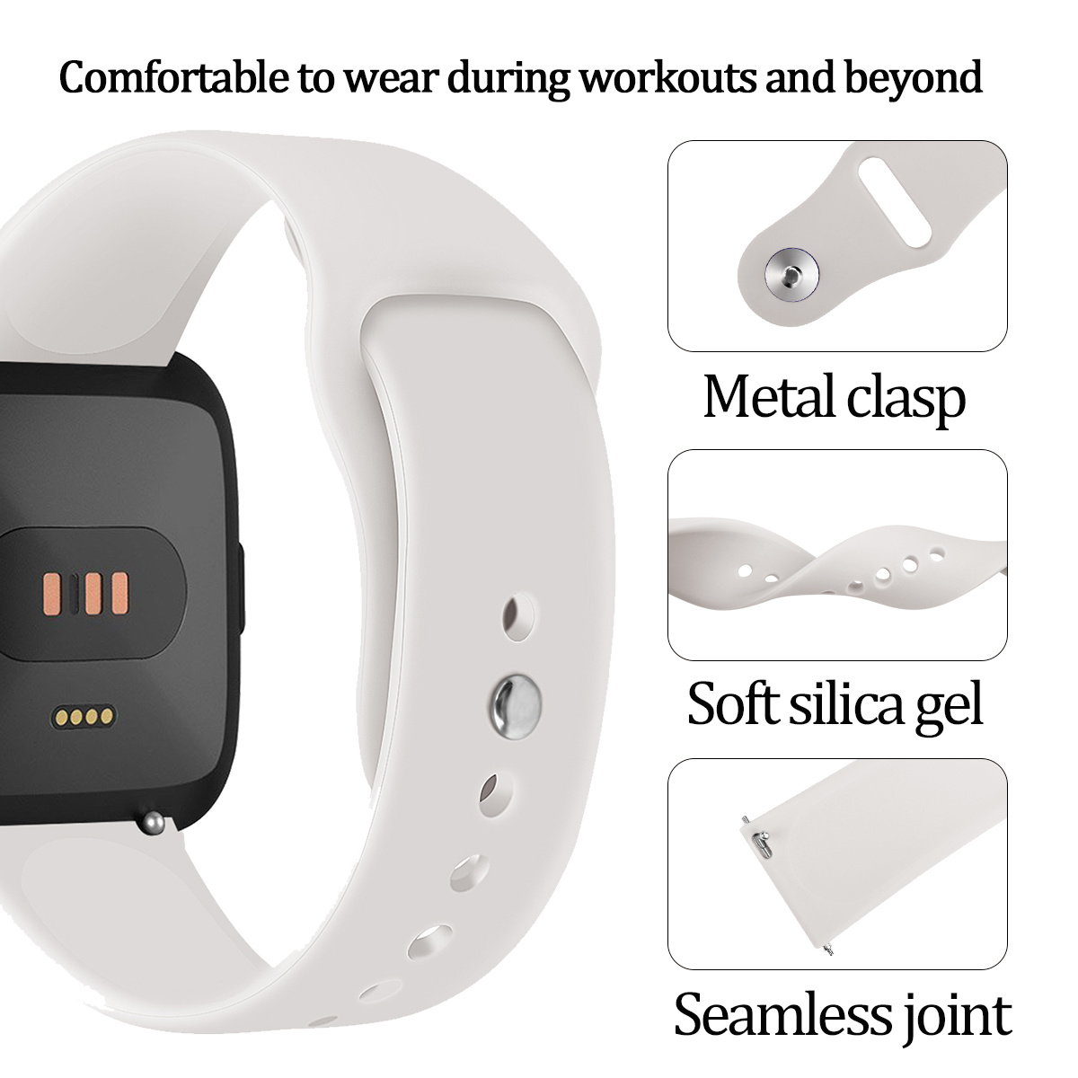 Bracelet sport en silicone Fitbit Versa - abricot
