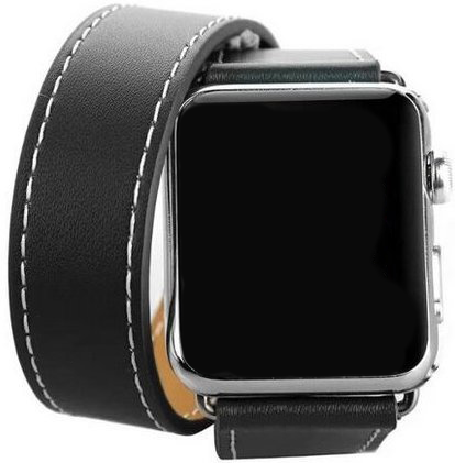 Bracelet en cuir ceinture longue Apple Watch - noir