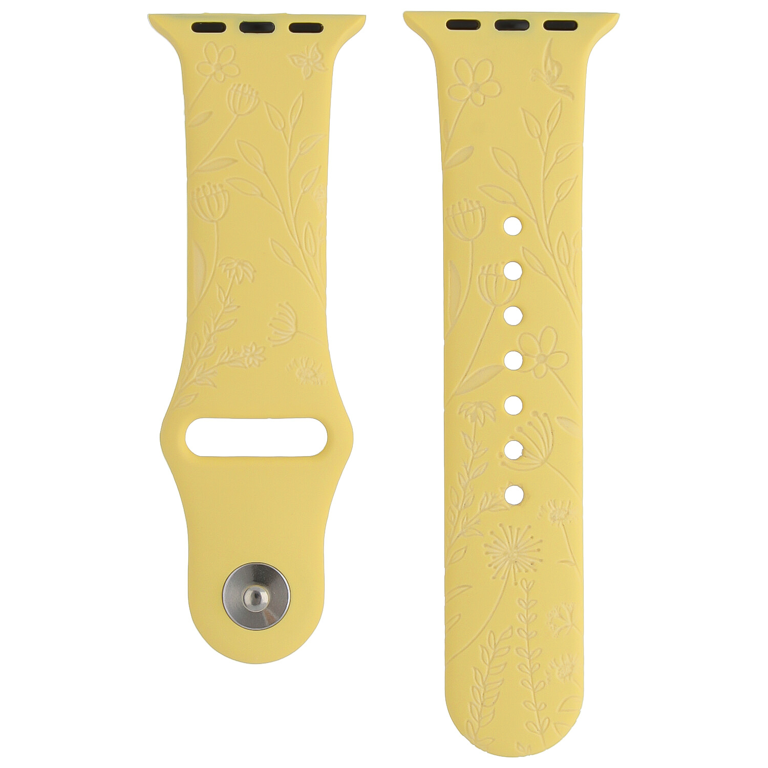 Bracelet sport imprimé Apple Watch - fleurs jaune