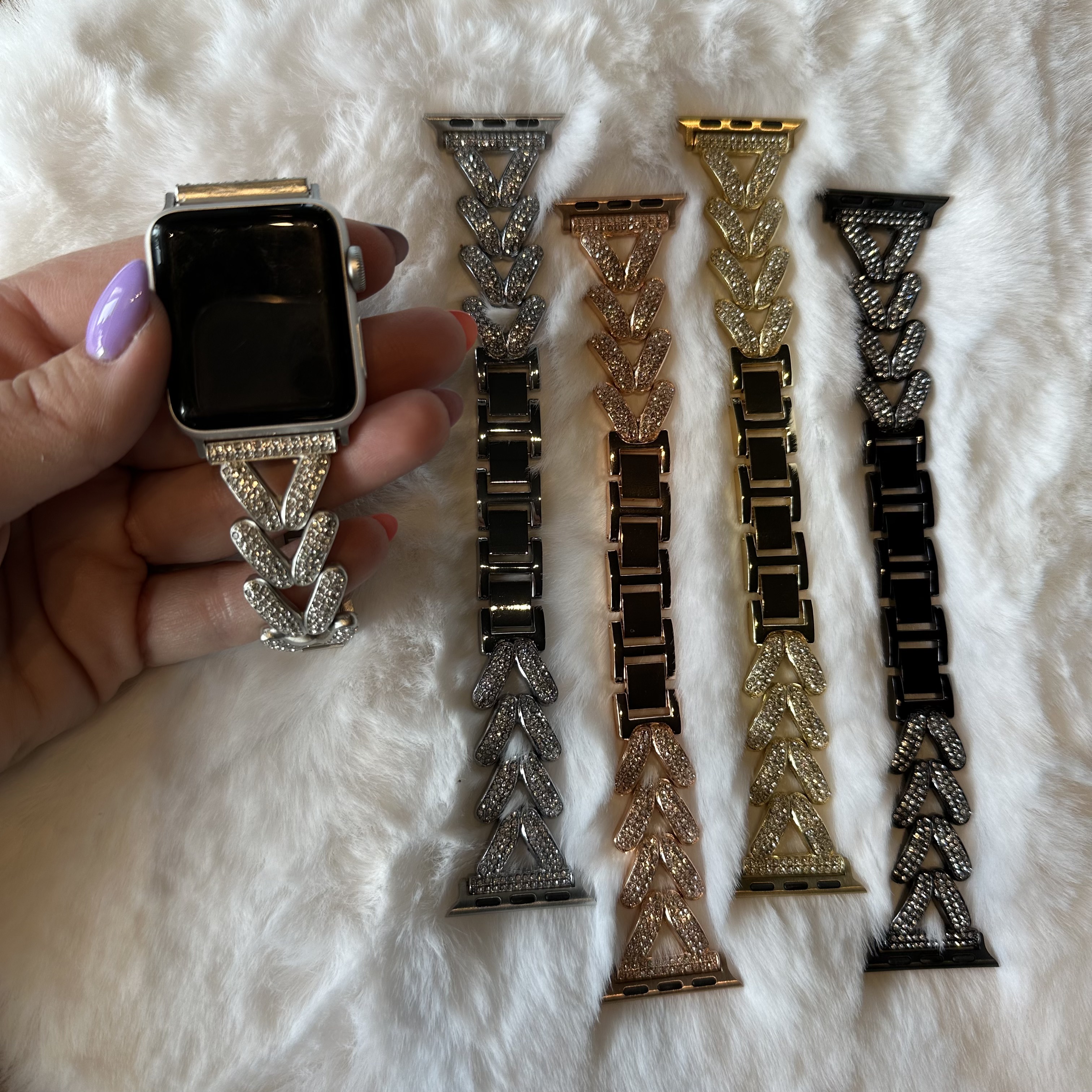 Bracelet à maillons en acier cœur Apple Watch - Faye argent